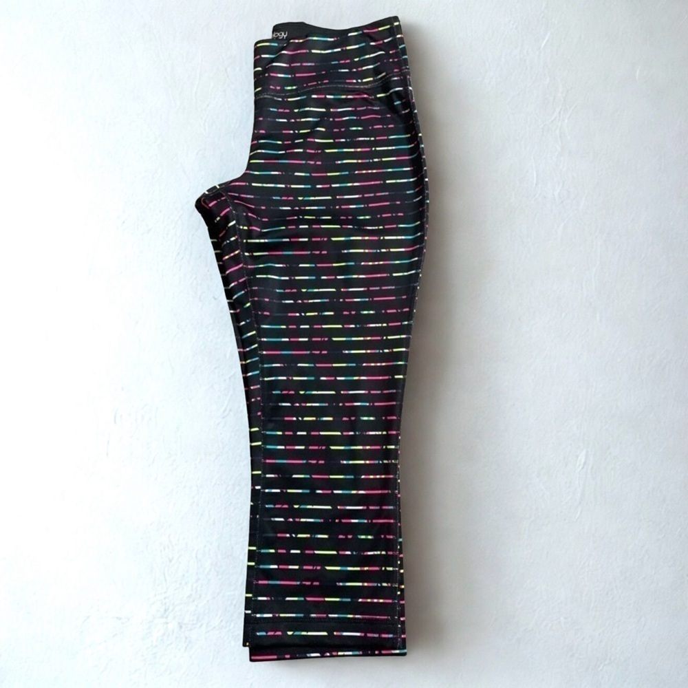 Ideology Athletic‎ Cropped Leggings Women Size Medium Neon Black